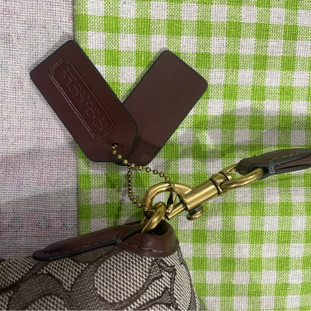 Coach Brown Signature Canvas Shoulder Bag with Gold Buckle - Picture 11 of 11